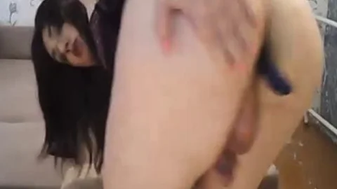 Crossdresser Solo pooper Toying Doggy