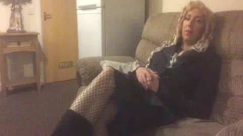 Crossdresser fascinating Sofa Tease