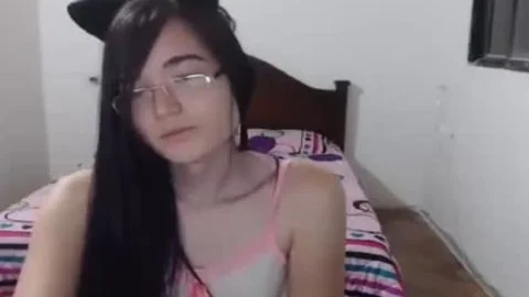 fine ladyboy With Glasses Masturbates All Alone