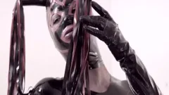 Fetish sheboy In Latex Suit And Mask fucks