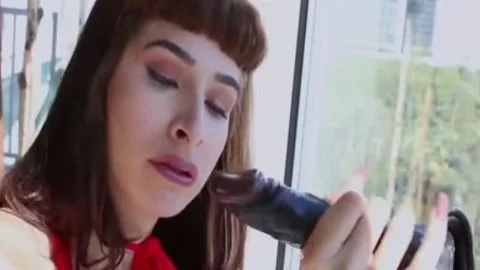 sleazy TS Alexa Scout Stuffs anal With black dildo