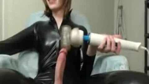 Great 10-Pounder On Femboy In Latex Solo