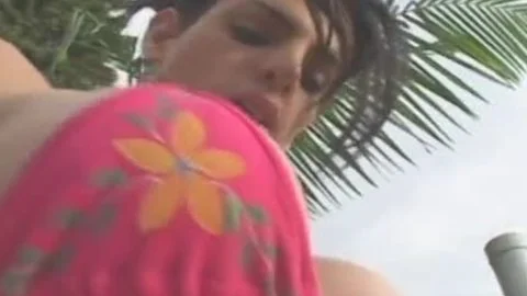dude Rails brunette ladyman On Patio