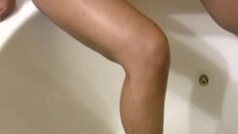 dark Skin legal age teenager shemale Plays With Her enormous dong In Bathtub