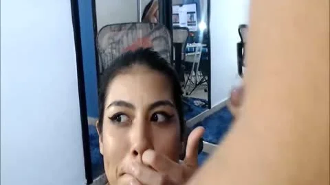 Slick babe gets Her Face Full Of ladyboy sex cream