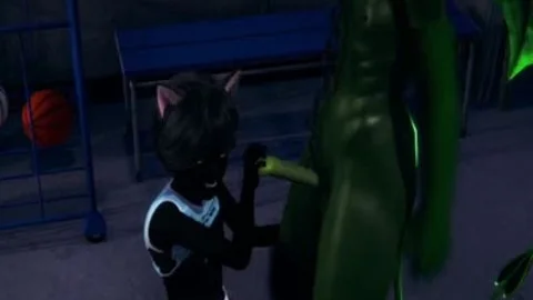 Furry Yaoi 3D - dark Cat oral stimulation-service To Dragon