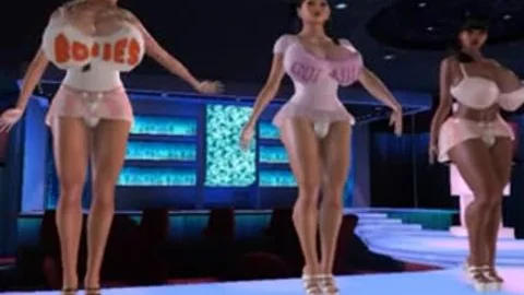 Three busty shemales In undress Club