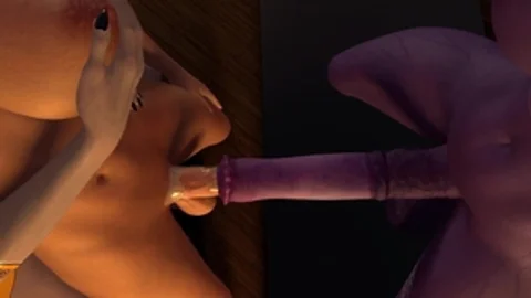 Demon Futanari sheboy three-some penis fucking Testicle Inflation
