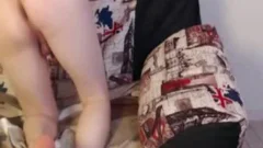brunette ladyboy Jerks hairy small cock On cam!