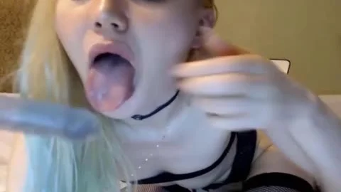 nasty blond Trans skank Deepthroats sex-dildo