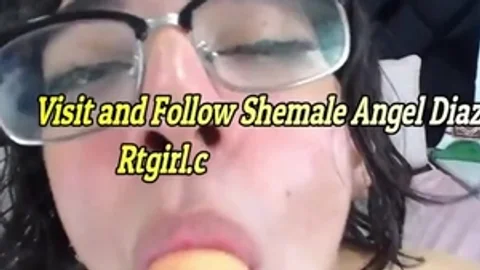 Skinny Colombian ladyman In Glasses Rides dildo And Tugs Her rod On webcam