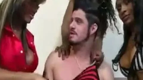 Three kinky darksome Brazilians Share One favourable dude