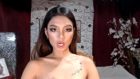 brunette Tranny4free stroking large White rod