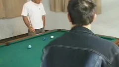 Amaing threesome With A shemale On A Pooltable