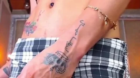 skinny latina Transgirl With Tattoos Jerks Off Her big weenie