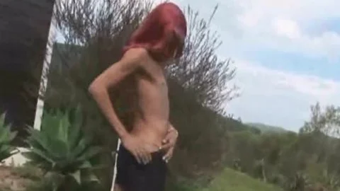 brunette transsexual sleazyheart Tugging On her meaty cock