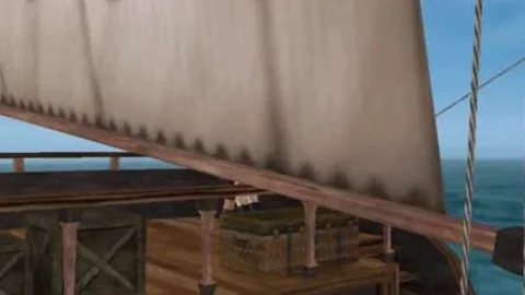 3D Cartoon lady-man playgirl slammed On A Pirate Ship