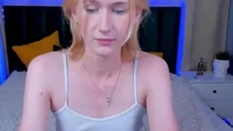 19yo blonde Russian ladyman gal Sucks fake penis On cam
