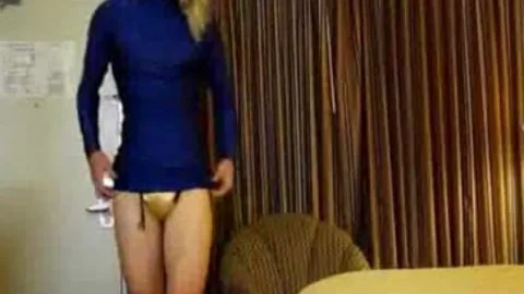 Crossdresser Plays With His penis