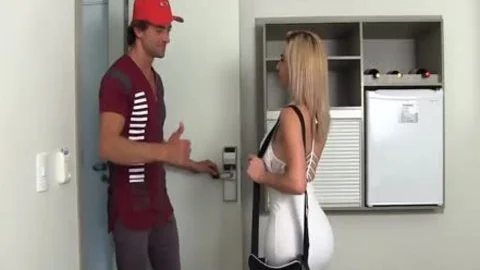 Blond lady-man Nathalia De Castro Flip Flops With A juicy lad