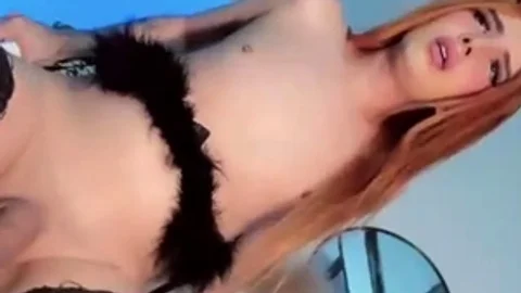 Redhead latin chick shemale Rides large Dildos On web camera