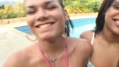 Kalena & Thaina dril Alex By The Pool