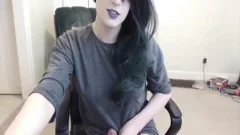 Goth Sissy Jerk Herself Off In Front Off Many schlongs