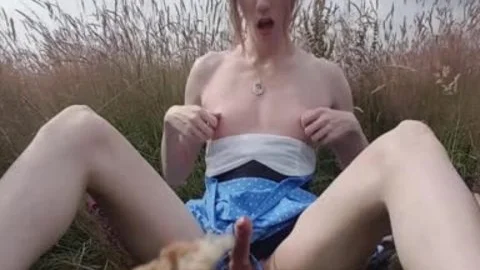 Outdoor ass In My Summer costume; Public No pants Finger fuck