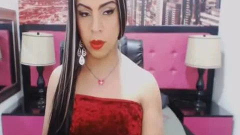 yummy tranny stroking Her large penis So Hard On cam