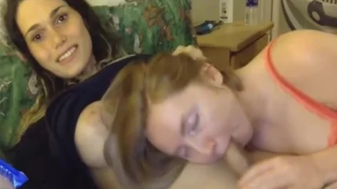 slutty cutie Sucks On breasty shemale moist cock