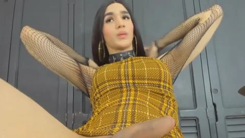 slutty latin chick In underware Faps Her Girlcock