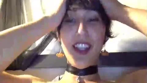 dirty gal In Belled Choker Orgasms Intensely