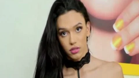 TS Gabrielly Ferraz Performs Titillating Striptease Followed By Machine Sex