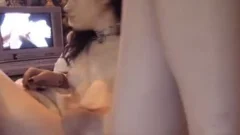 tasty ladyboy Watching Porn whilst Toying Her butthole