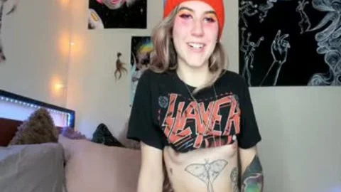 slim teen tranny gal With Tattoos Tugs Her 10-Pounder On cam