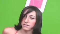 diminutive bra buddies brunette jerking off her rod
