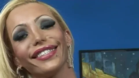 busty blonde ladyman copulates boy