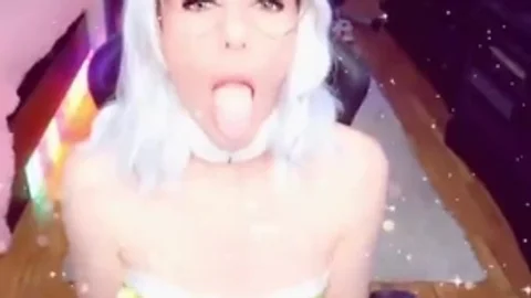 White Haired Canandian shemale In High Heels And nylons Wanks On cam