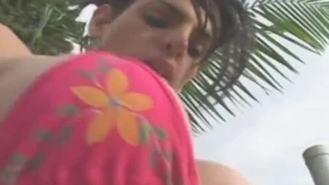 dude Rails brunette ladyman On Patio