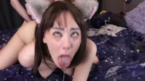 kinky Femboy engulfing Her Transfriend's penis On sofa