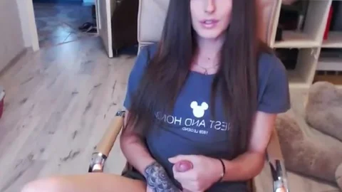 Russian Beauty Strokes Her gigantic cock