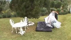shetwink Bride Aline bones her husgroup In The Garden !