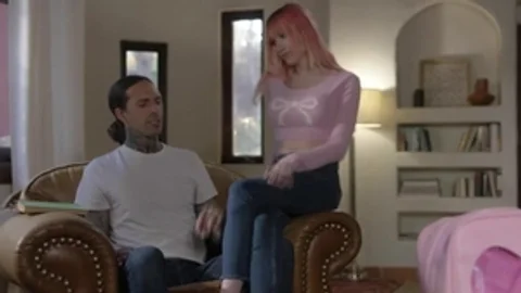 Pink Haired TS Throated And Rides Her Stepbrothers gigantic shlong