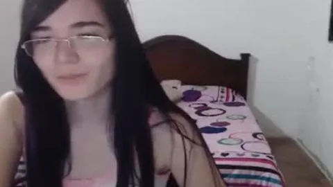 horny tgirl With Glasses Masturbates All Alone