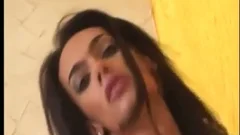 Skinny latina shemale Bonked On A bed