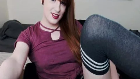 charming tranny In Fishnet lingerie Masturbate