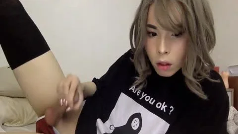 filthy oriental Trap Plays With Her pecker