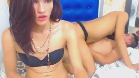 ladyboy And twink poke whilst One shemale Masturbates
