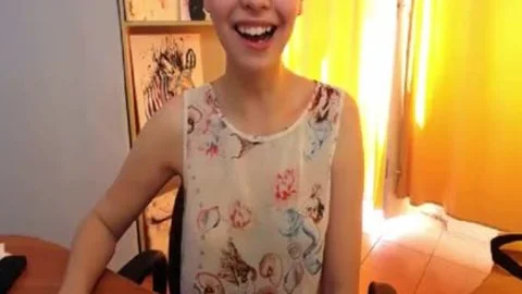 adorable Short Hair legal age teenager tgirl Teasing And Cumming On web camera