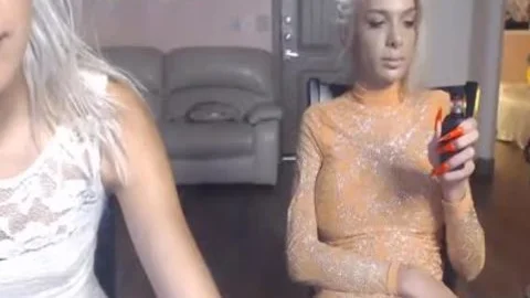 two tgirl engulfing And Masturbating In Live